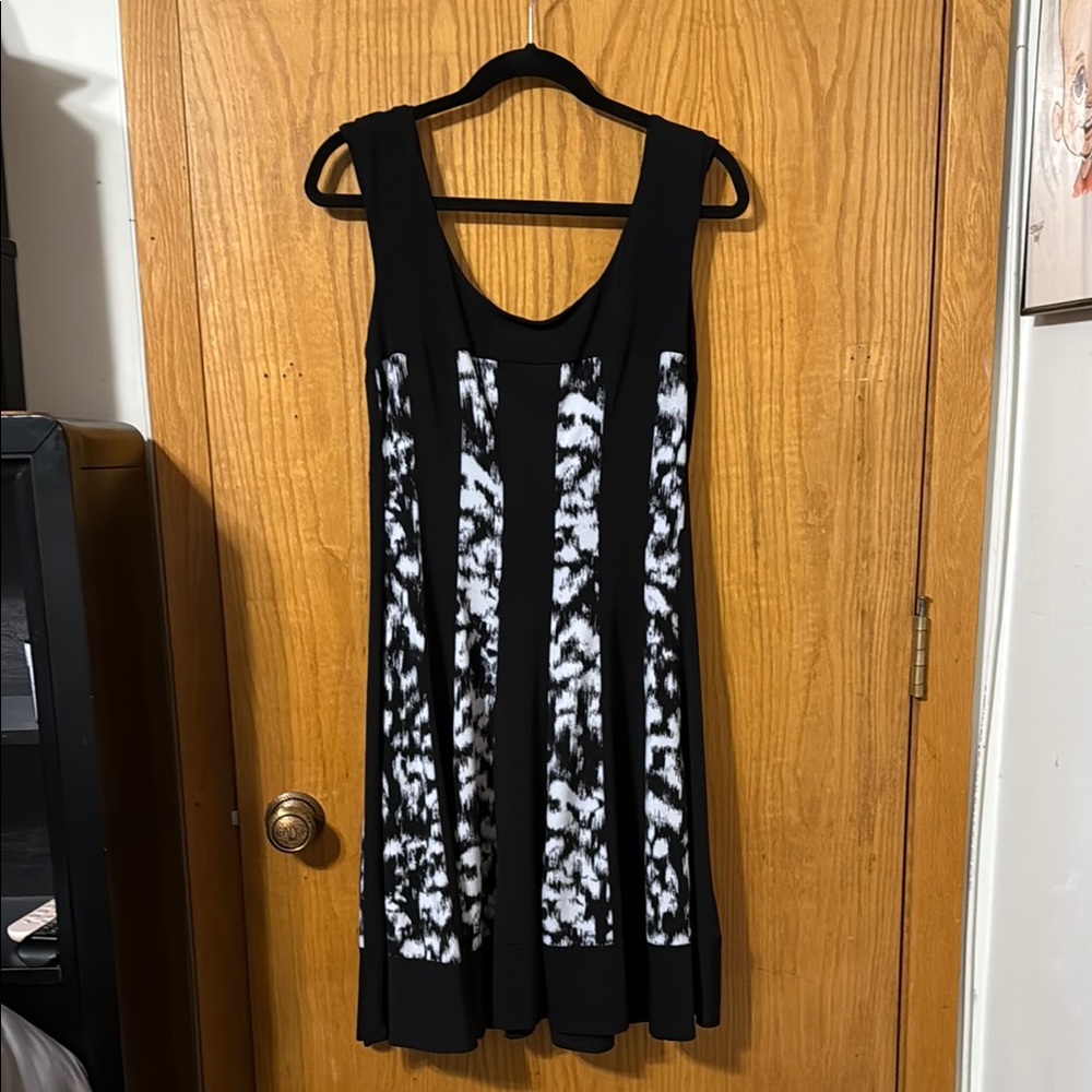 Connected Apparel Black Dress with White Accents
